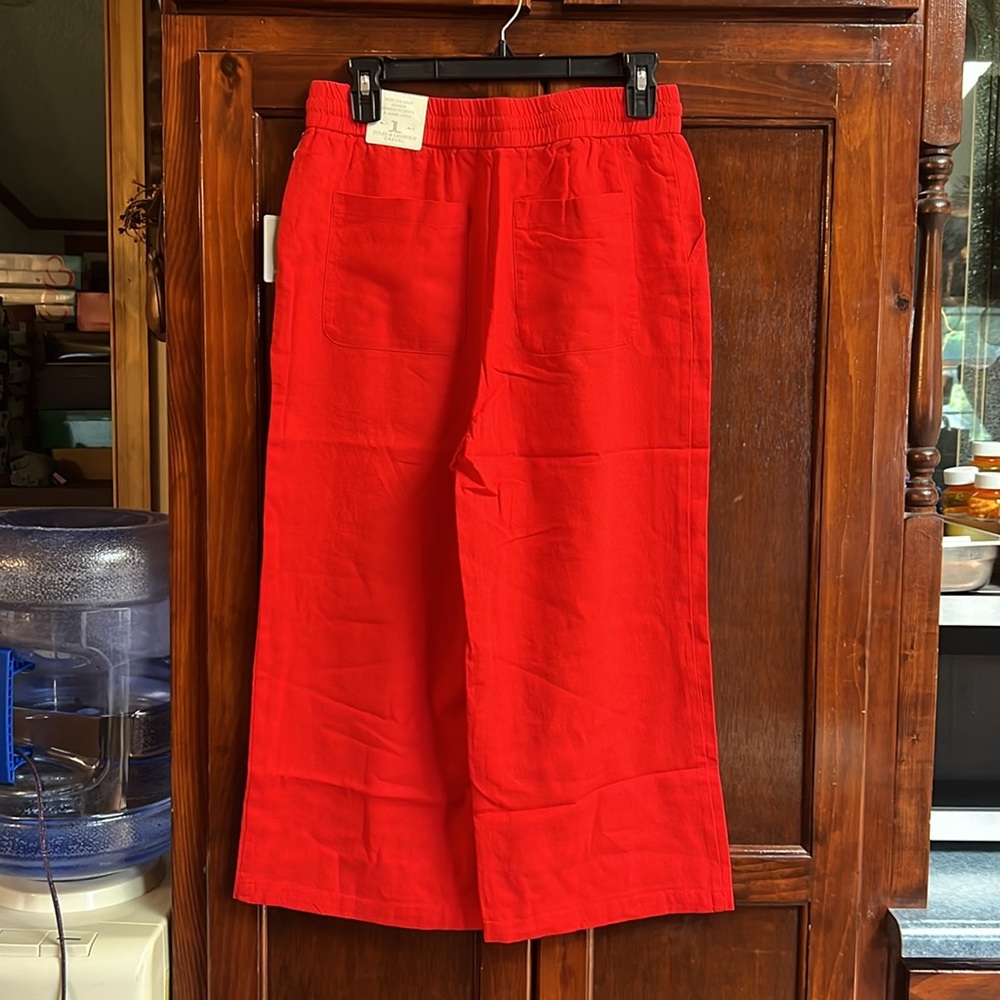 Women size medium Jules & Leopold brand true red linen rayon garment - Picture 3 of 4